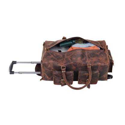 Wheely Leather Duffel Bag With Wheels + Free Leather Toiletry Bag