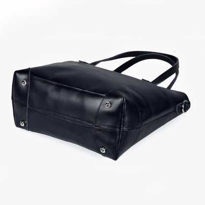 Portland Buffalo Leather Tote Bag Combo - Black
