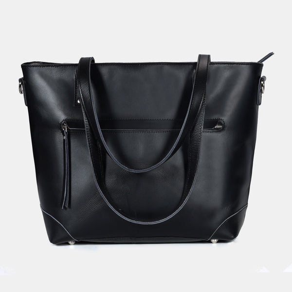 Portland Buffalo Leather Tote Bag - Black