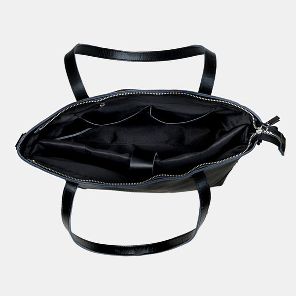 Ensemble sac cabas Portland en cuir de buffle - Noir