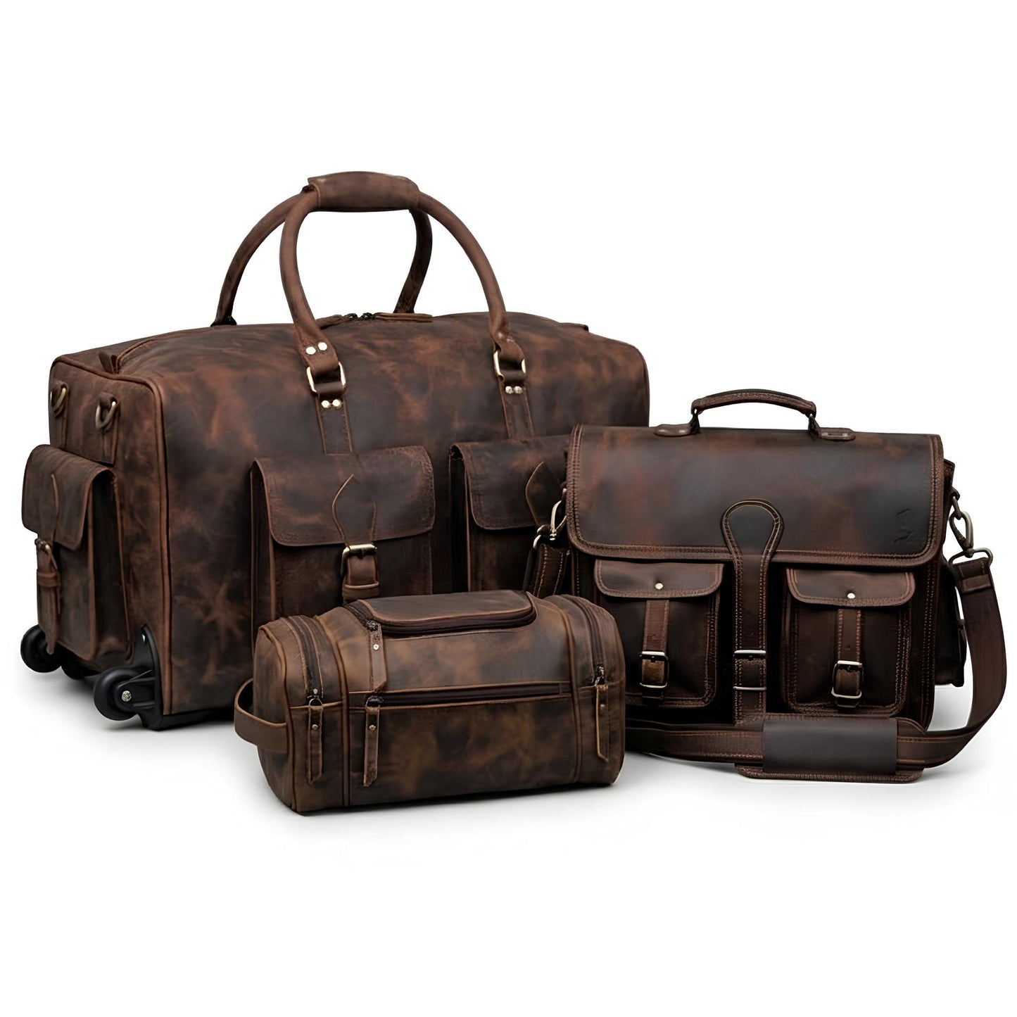 WHEELY LEATHER DUFFLE COMBO SET