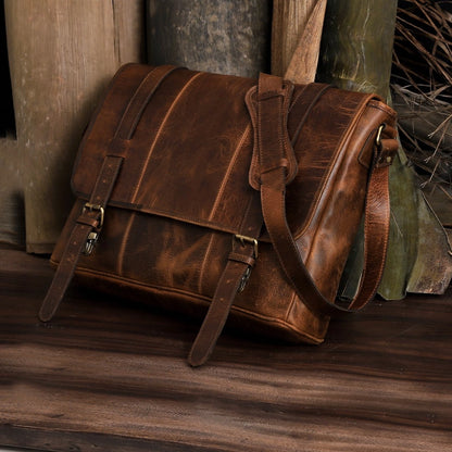 FARM LEATHER MESSENGER BAG - TAN