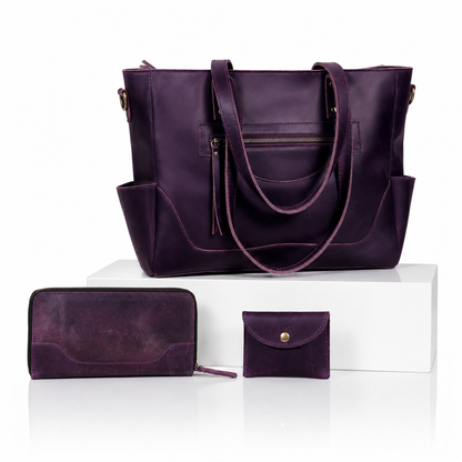 Portland Buffalo Leather Almost Perfect Tote Bag - Purple